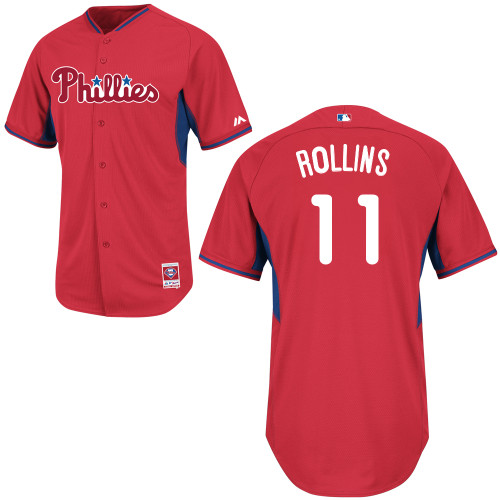 Jimmy Rollins #11 Youth Baseball Jersey-Philadelphia Phillies Authentic 2014 Red Cool Base BP MLB Jersey